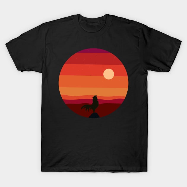 rooster SUNRISE T-Shirt by Monos Kromaticos Graphic Studio